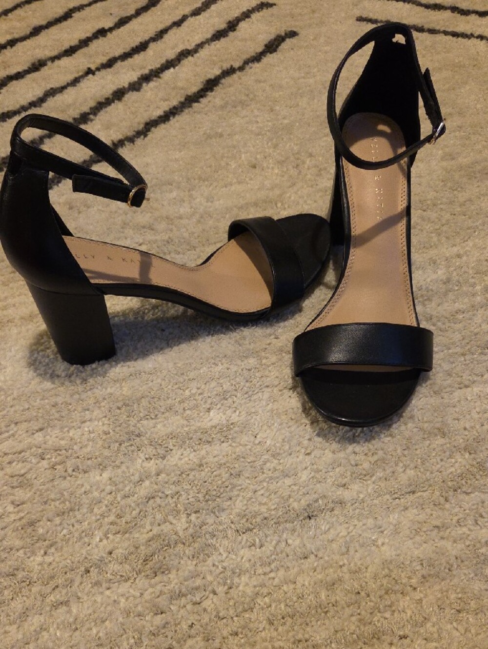 Kelly & Katie Black Ankle-Strap Open-Toe Block Heels - Picture 2 of 8